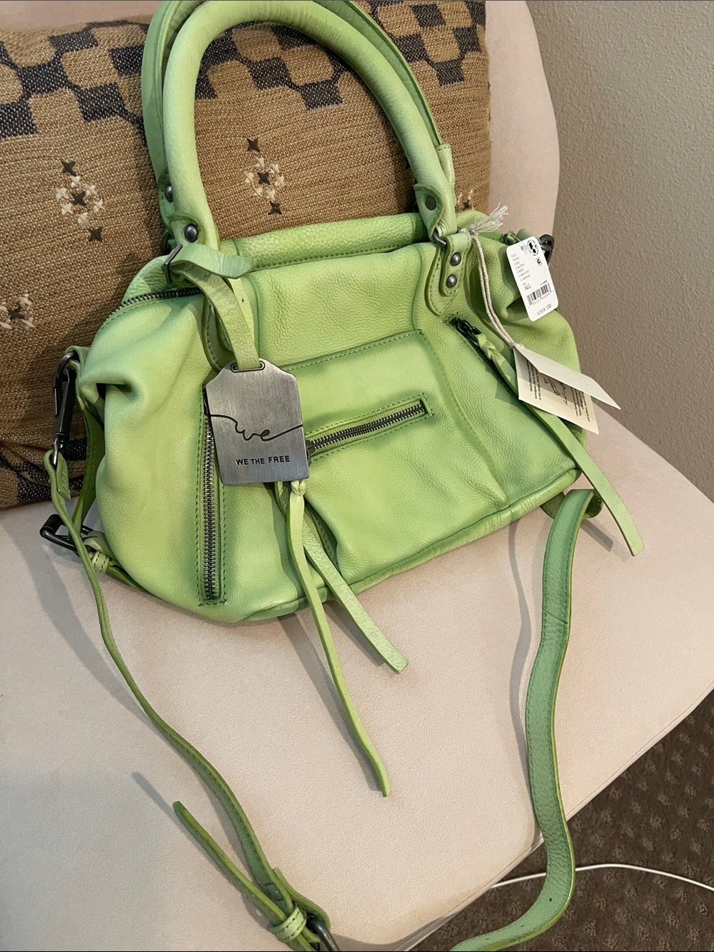 We The Free Baby Emerson MATCHA Leather Crossbody Satchel